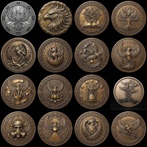 Tactical Phoenix Challenge Coin Depth Map, Laser Engraving Relief Graphic
