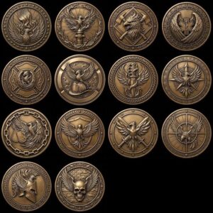 Tactical Phoenix Challenge Coin Depth Map, Laser Engraving Relief Graphic