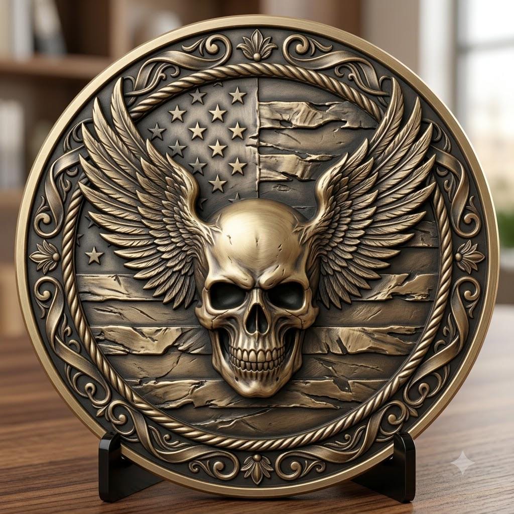 Tactical Phoenix Challenge Coin Depth Map, Laser Engraving Relief Graphic