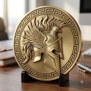 Tactical Phoenix Challenge Coin Depth Map, Laser Engraving Relief Graphic