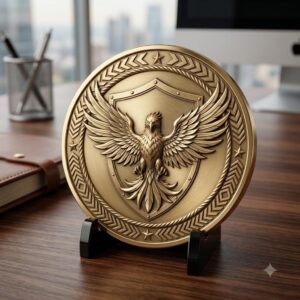 Tactical Phoenix Challenge Coin Depth Map, Laser Engraving Relief Graphic