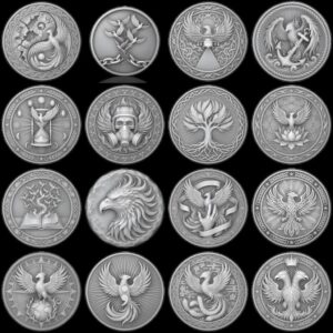 Tactical Phoenix Challenge Coin Depth Map, Laser Engraving Relief Graphic