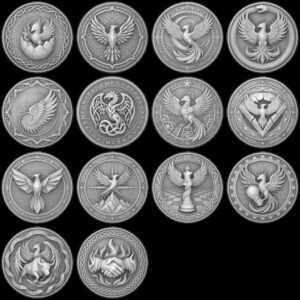 Tactical Phoenix Challenge Coin Depth Map, Laser Engraving Relief Graphic