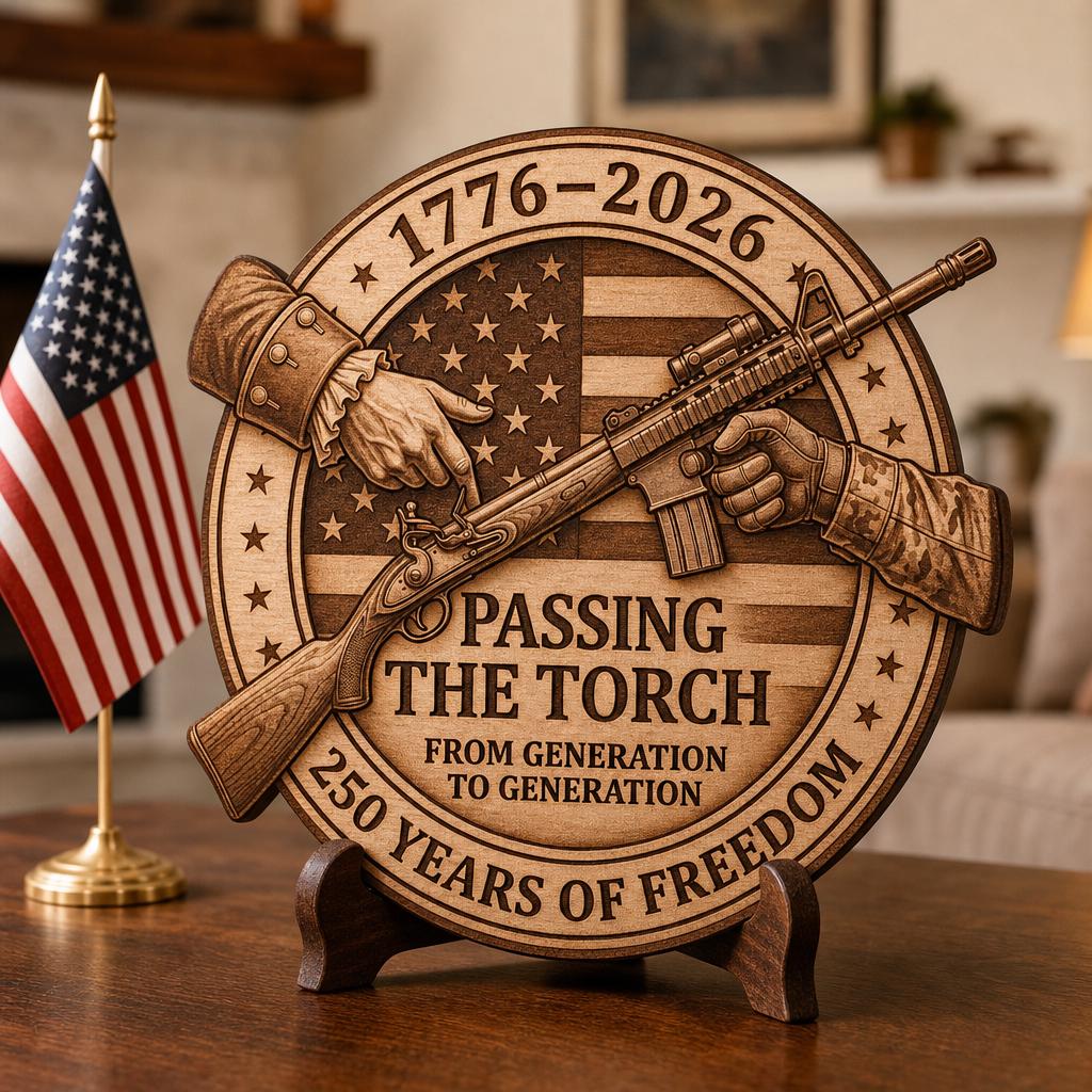 USA 250 Anniversary Laser Engraving File, Patriotic 3D Illusion Wood Plaque