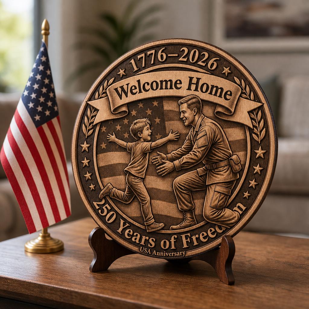 USA 250 Anniversary Laser Engraving File, Patriotic 3D Illusion Wood Plaque