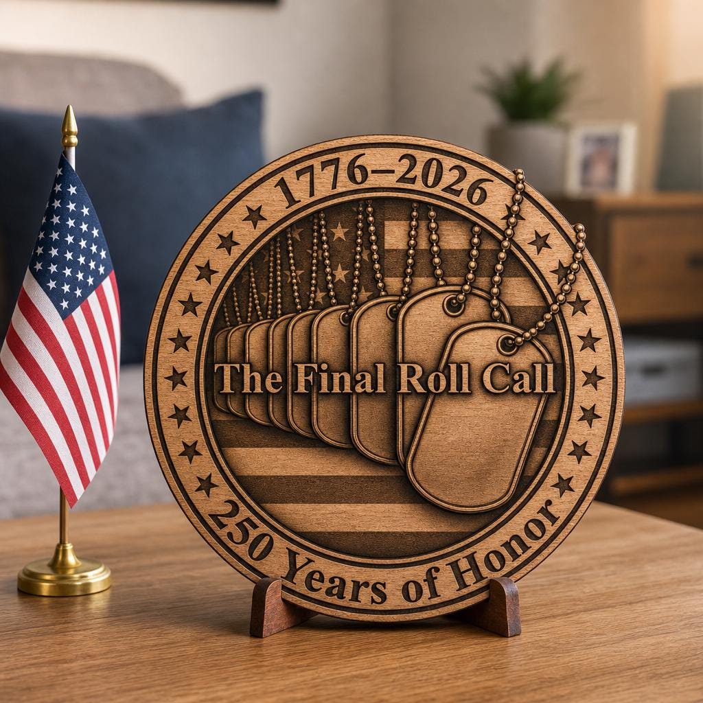 USA 250 Anniversary Laser Engraving File, Patriotic 3D Illusion Wood Plaque