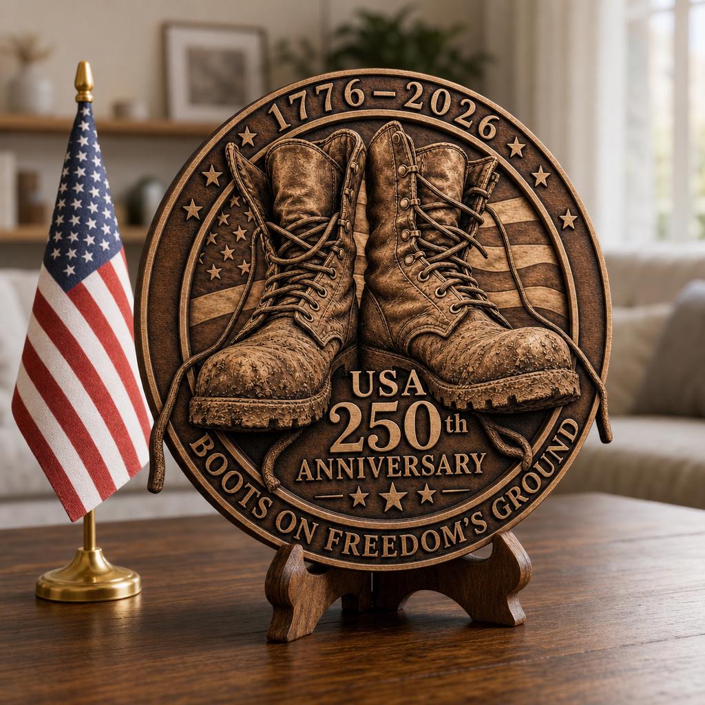 USA 250 Anniversary Laser Engraving File, Patriotic 3D Illusion Wood Plaque