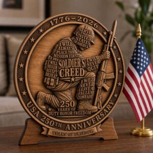 USA 250 Anniversary Laser Engraving File, Patriotic 3D Illusion Wood Plaque
