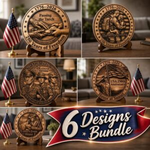 USA 250 Anniversary Military Laser Engraving, 3D Illusion Patriotic Plaque PNG