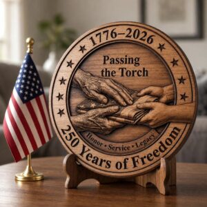 USA 250 Anniversary Military Laser Engraving, 3D Illusion Patriotic Plaque PNG