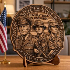 USA 250 Anniversary Military Laser Engraving, 3D Illusion Patriotic Plaque PNG