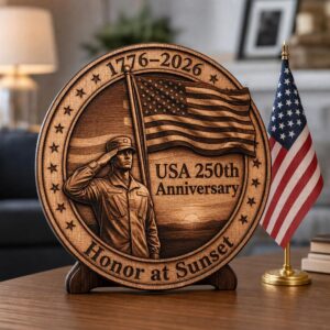 USA 250 Anniversary Military Laser Engraving, 3D Illusion Patriotic Plaque PNG
