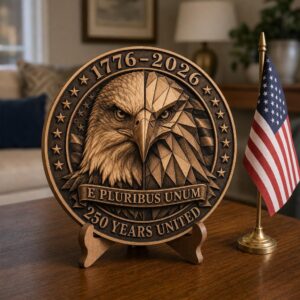 USA 250 Eagle Laser Engraving Design, Geometric 3D Patriotic Wood Sign Bundle