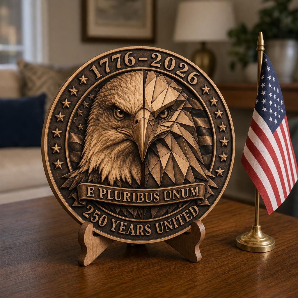 USA 250 Eagle Laser Engraving Design, Geometric 3D Patriotic Wood Sign Bundle