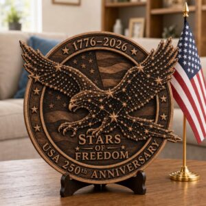 USA 250 Eagle Laser Engraving Design, Geometric 3D Patriotic Wood Sign Bundle