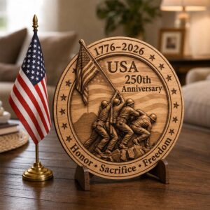 USA 250 Laser Engraving, 3D Military Memorial Wood Sign Plaque Template