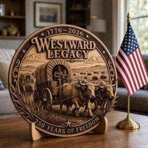 USA 250th American Bison Laser Engraving File, 3D Illusion Wood Sign Design