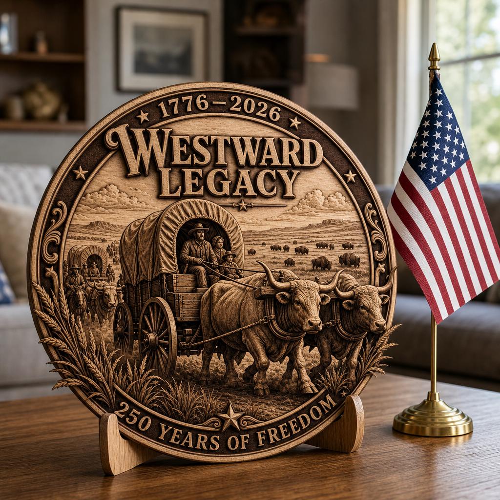 USA 250th American Bison Laser Engraving File, 3D Illusion Wood Sign Design