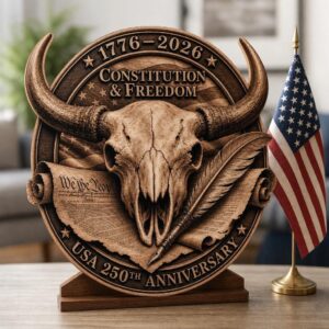 USA 250th American Bison Laser Engraving File, 3D Illusion Wood Sign Design