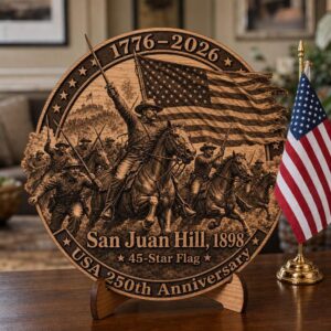 USA 250th Anniversary Laser Engraving Design, 3D Patriotic Wooden Sign PNG
