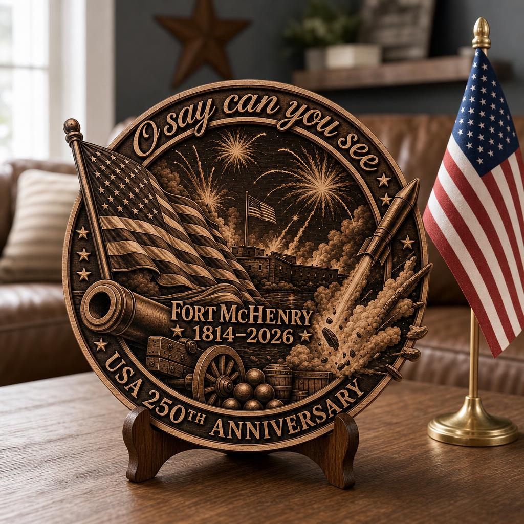 USA 250th Anniversary Laser Engraving Design, 3D Patriotic Wooden Sign PNG