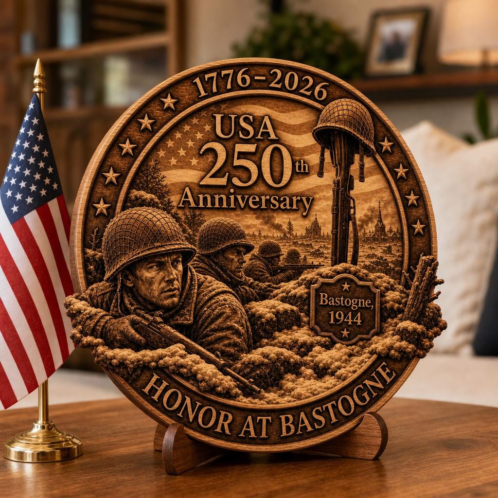 USA 250th Anniversary Laser Engraving Design, 3D Patriotic Wooden Sign PNG