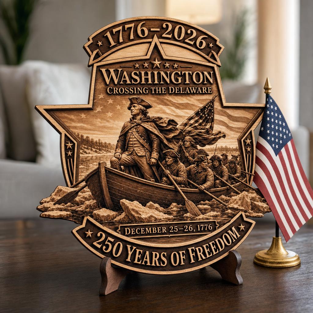 USA 250th Anniversary Laser Engraving Design, 3D Patriotic Wooden Sign PNG