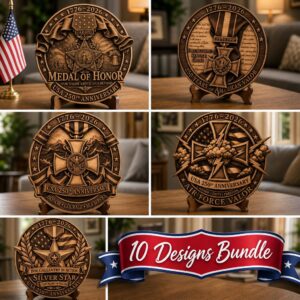 USA 250th Laser Engraving File, 3D Illusion Military Medal PNG for Wood Signs