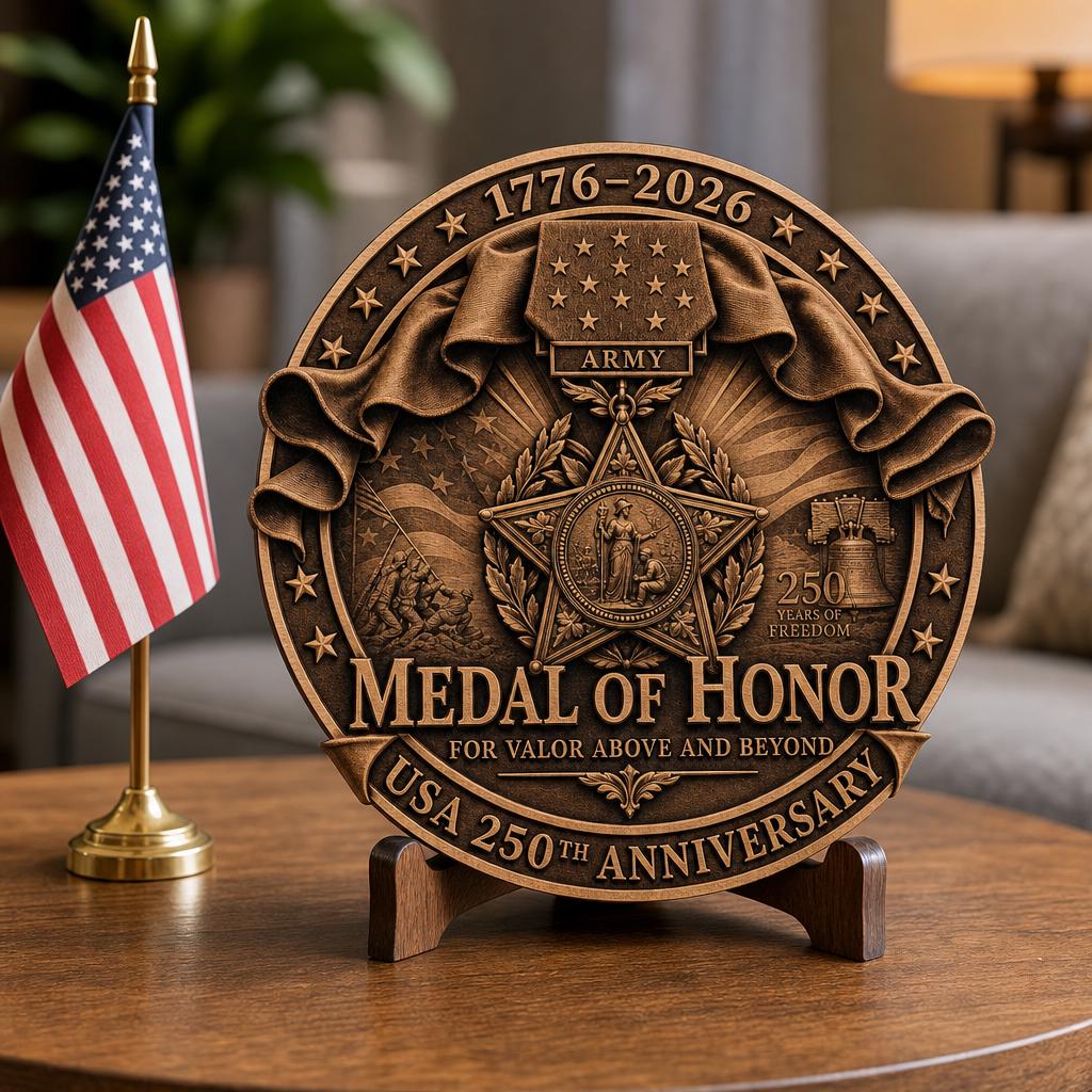 USA 250th Laser Engraving File, 3D Illusion Military Medal PNG for Wood Signs