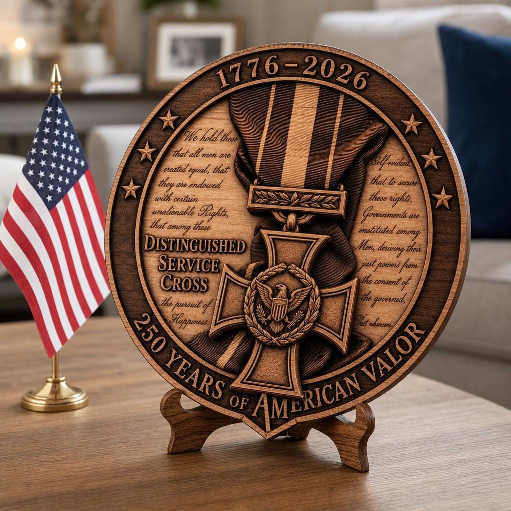 USA 250th Laser Engraving File, 3D Illusion Military Medal PNG for Wood Signs