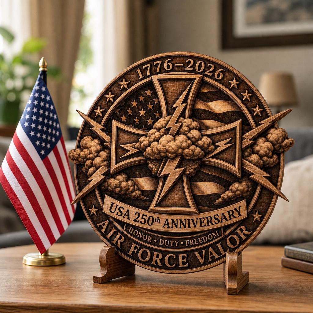 USA 250th Laser Engraving File, 3D Illusion Military Medal PNG for Wood Signs