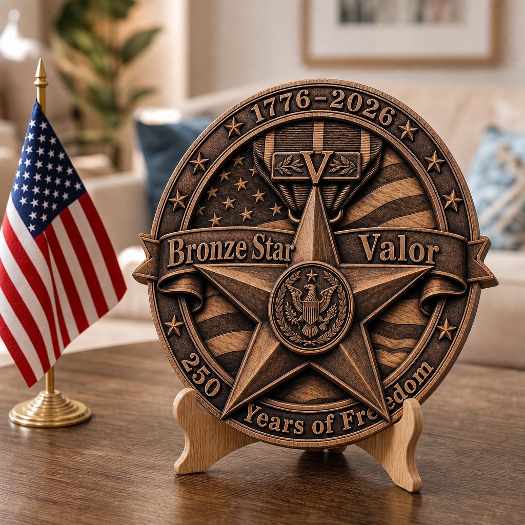 USA 250th Laser Engraving File, 3D Illusion Military Medal PNG for Wood Signs
