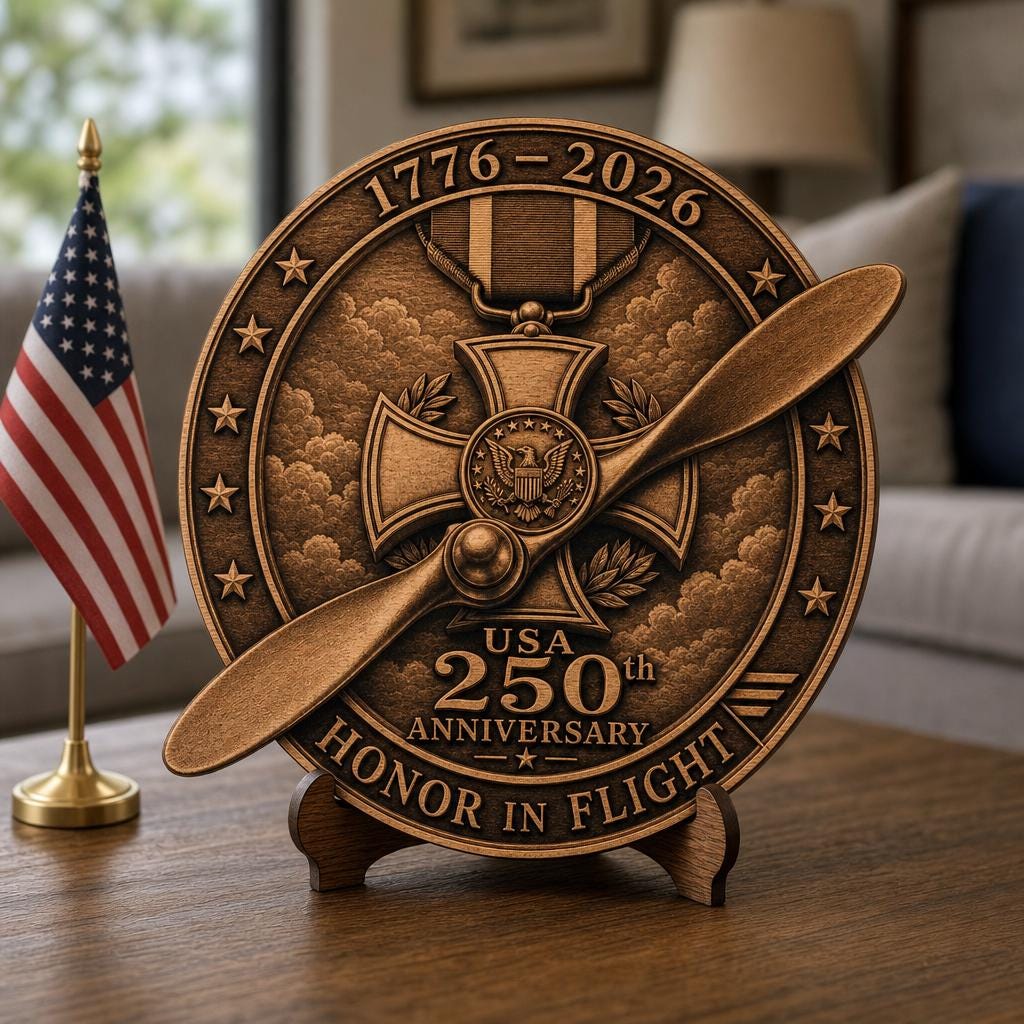 USA 250th Laser Engraving File, 3D Illusion Military Medal PNG for Wood Signs
