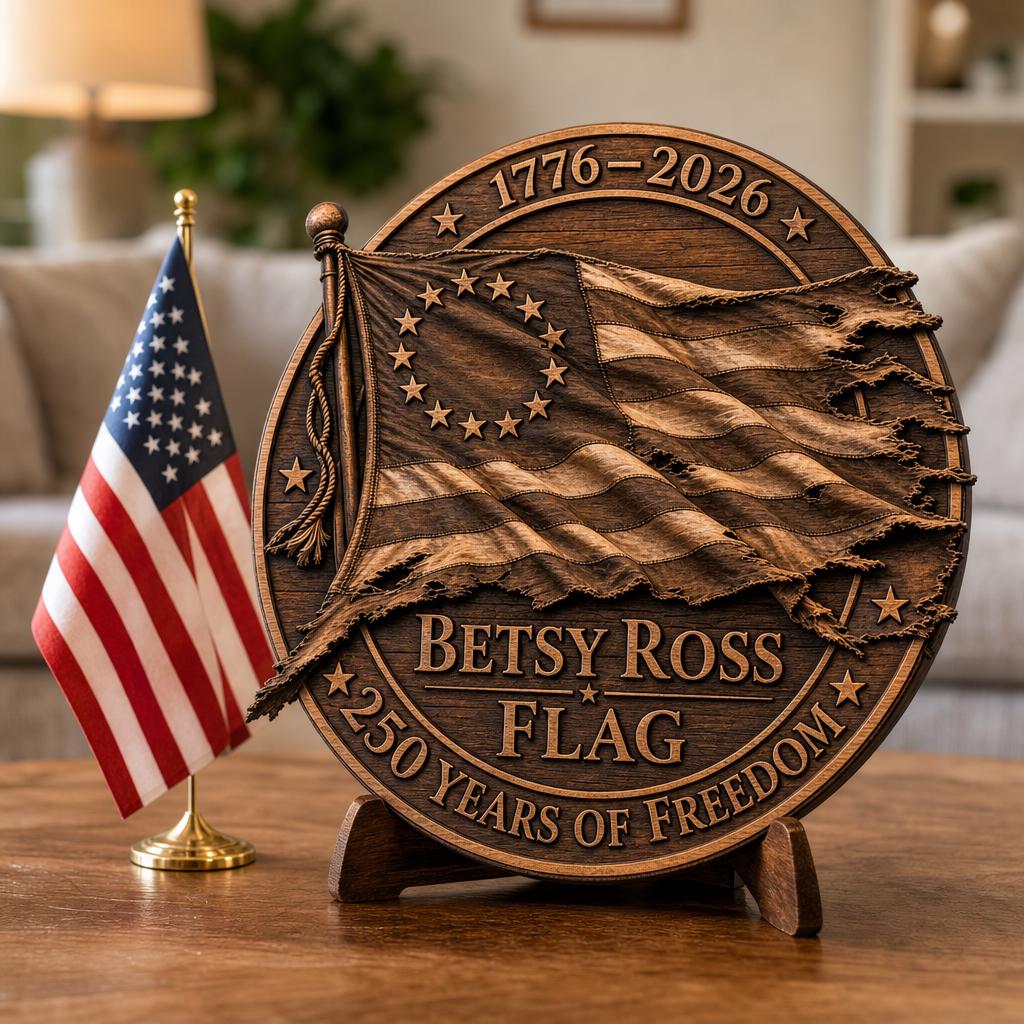 USA 250th Laser Engraving File, 3D Illusion Patriotic Flag PNG for CNC Wood Sign