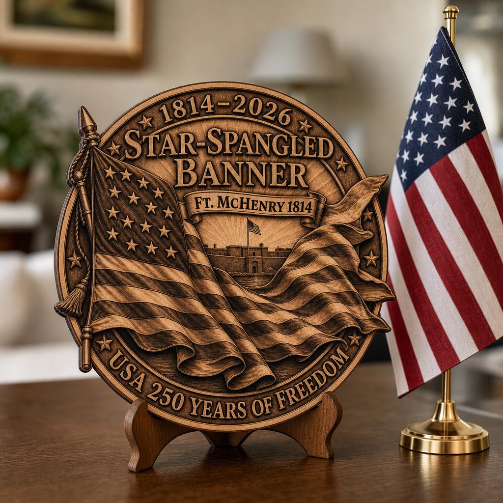 USA 250th Laser Engraving File, 3D Illusion Patriotic Flag PNG for CNC Wood Sign