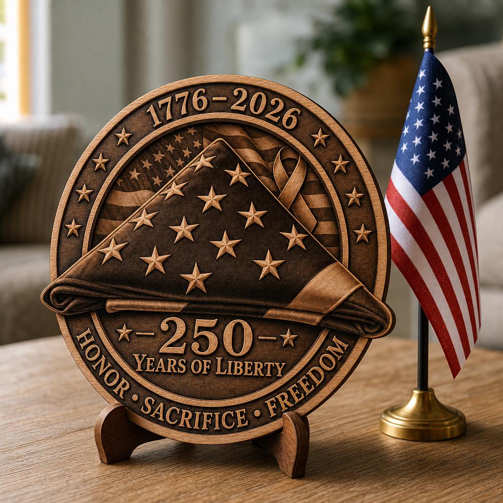 USA 250th Laser Engraving File, 3D Illusion Patriotic Flag PNG for CNC Wood Sign