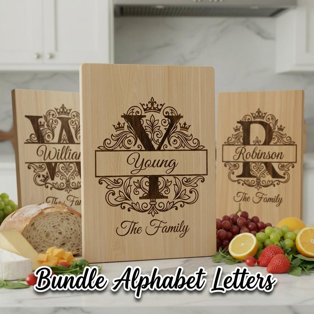 Victorian Monogram Alphabet, Custom Family Surname Engraving Designs