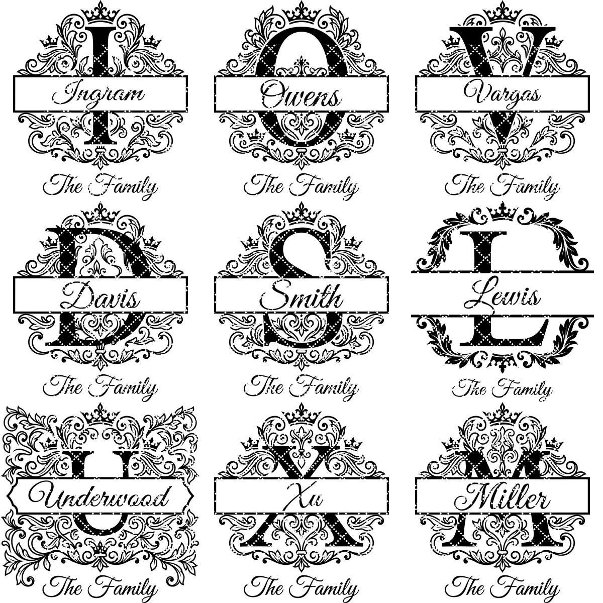 Victorian Monogram Alphabet, Custom Family Surname Engraving Designs