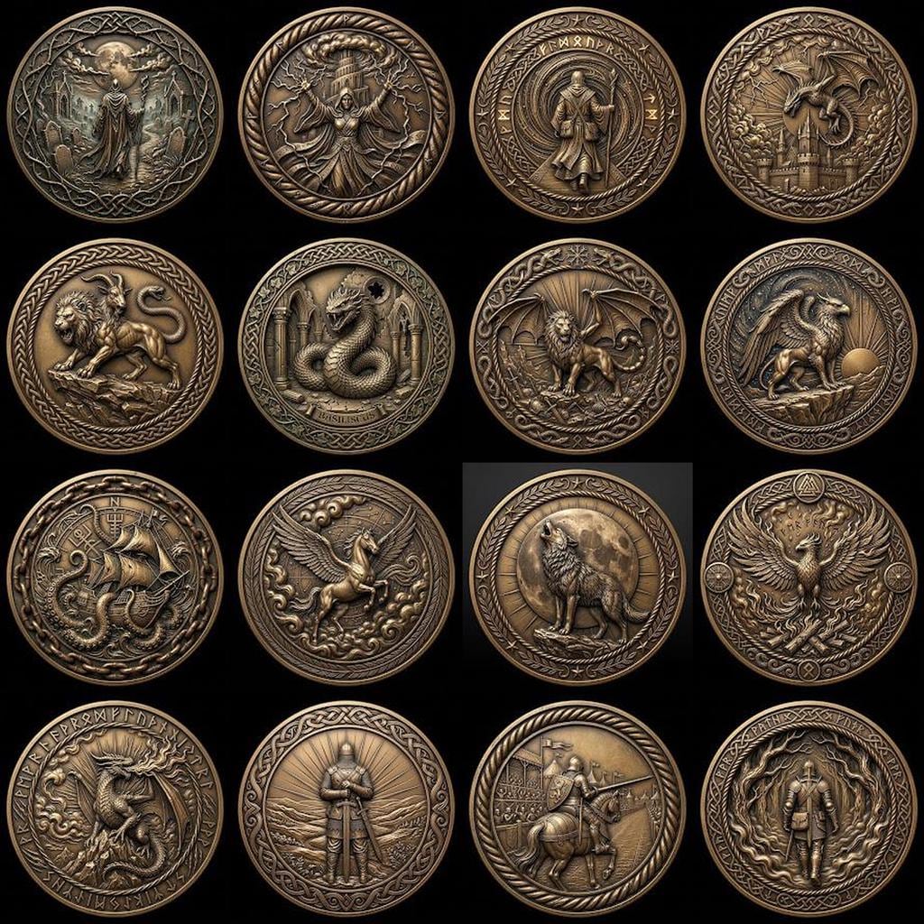 Viking Coin Depth Map, Norse Relief Laser File for Fiber Engraving