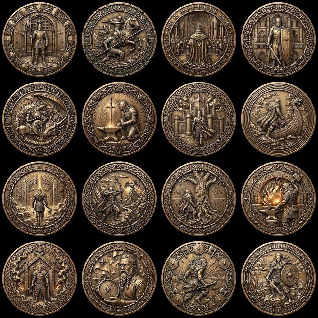 Viking Coin Depth Map, Norse Relief Laser File for Fiber Engraving