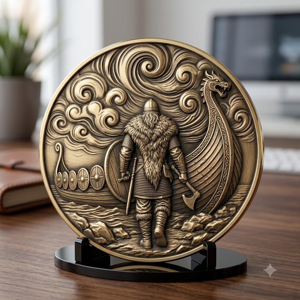 Viking Coin Depth Map, Norse Relief Laser File for Fiber Engraving