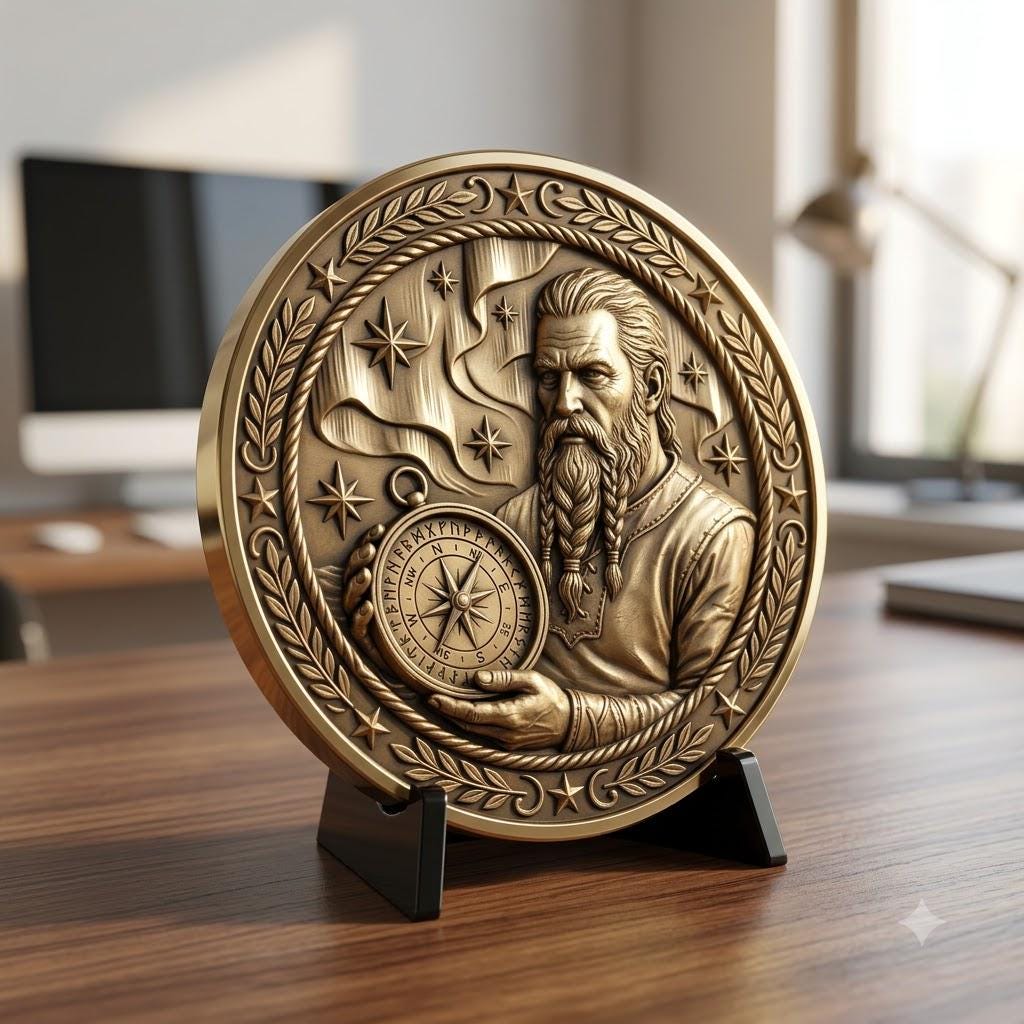 Viking Coin Depth Map, Norse Relief Laser File for Fiber Engraving