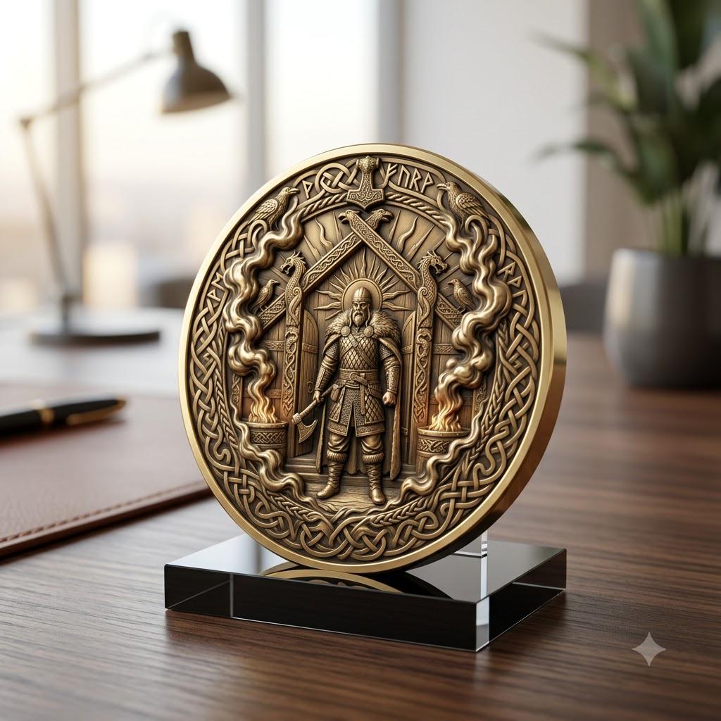 Viking Coin Depth Map, Norse Relief Laser File for Fiber Engraving