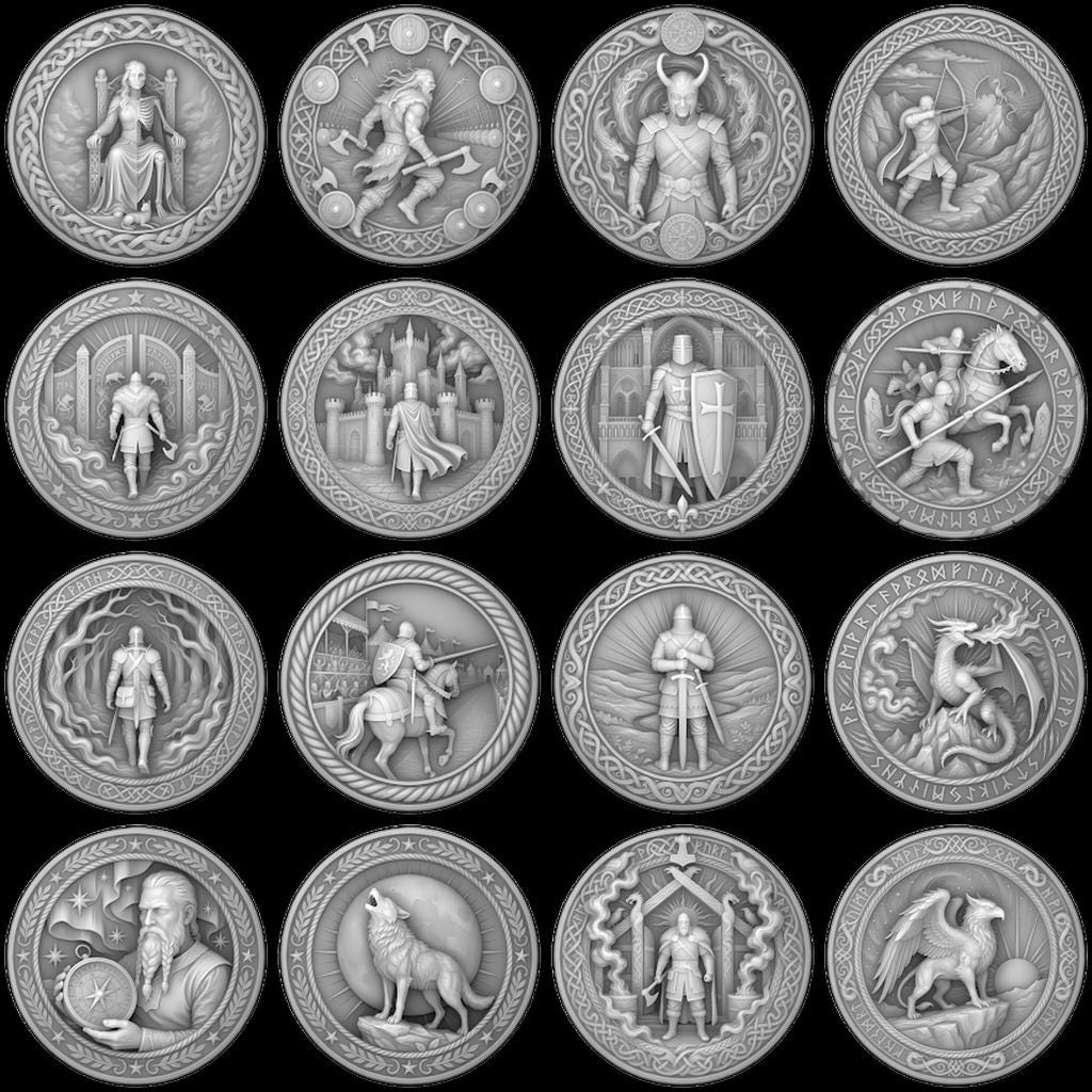 Viking Coin Depth Map, Norse Relief Laser File for Fiber Engraving