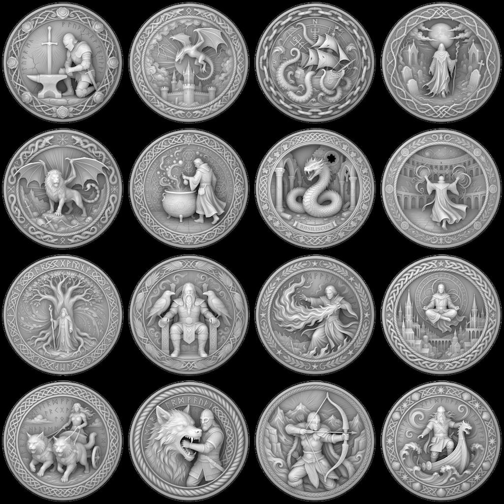 Viking Coin Depth Map, Norse Relief Laser File for Fiber Engraving