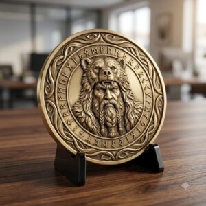 Viking Warrior Coin Laser Engraving File, Norse Shieldmaiden Relief Depth Map