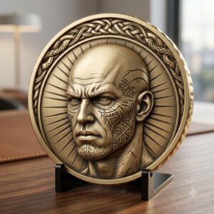 Viking Warrior Coin Laser Engraving File, Norse Shieldmaiden Relief Depth Map