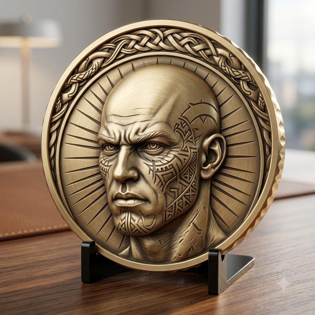 Viking Warrior Coin Laser Engraving File, Norse Shieldmaiden Relief Depth Map