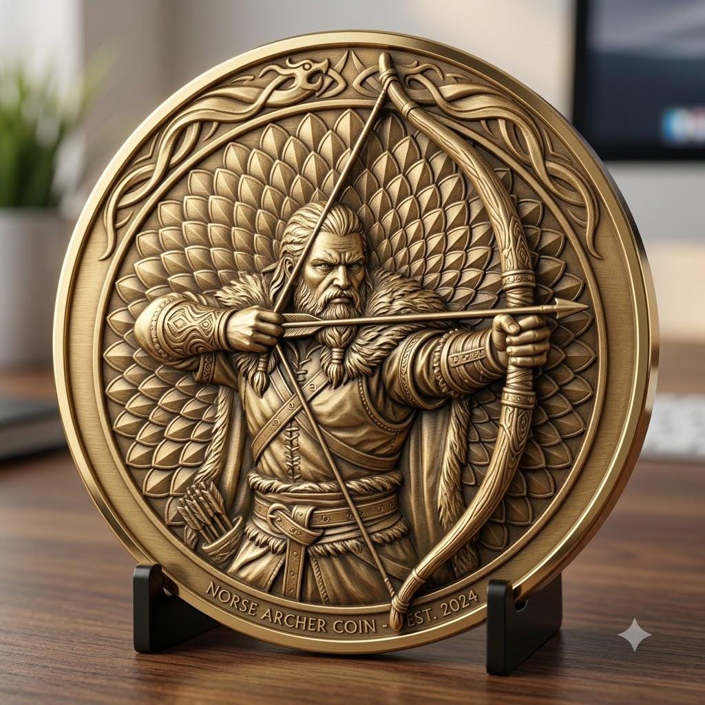 Viking Warrior Coin Laser Engraving File, Norse Shieldmaiden Relief Depth Map
