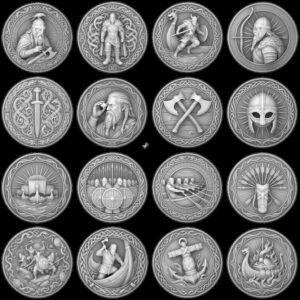 Viking Warrior Coin Laser Engraving File, Norse Shieldmaiden Relief Depth Map